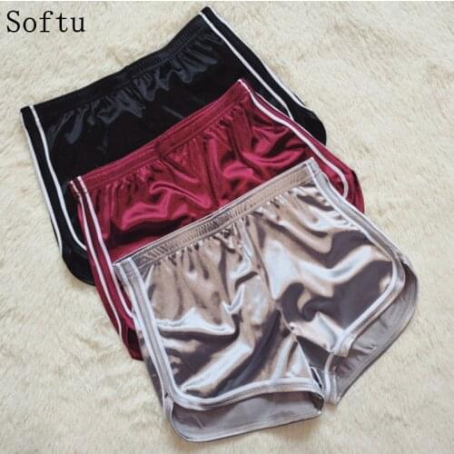 Softu New Women Hot Shorts Summer Silk Slim Beach Casual Egde Shorts Solid Color Loose Mid Elastic Waist Sexy Shorts