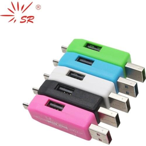 SR Smart OTG Card Reader with Double USB Micro SD TF SD Card Slot for Cellphone Computers 6 Colors
