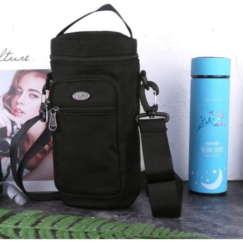 Water Bottle Pouch Multifunction Nylon Kettle Carrier Holder Bag with Adjustable Shoulder Strap for Outdoor Hiking Travel