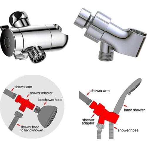 3 Way Tee Connector Shower Head Diverter Valve G1/2 Shower Adapter Adjustable Shower Arm Holder Mount For Bathroom Toilet Bidet