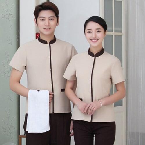High quanlity hotel Uniform Female and man Cleaning Clothes Short Sleeved Room Restaurant Property Floor Cleaner Clothing