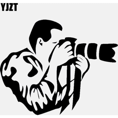 YJZT 14.6CM*11.8CM Photographer Decor Interior Camera Vinyl Black/Silver Car Sticker C22-0826
