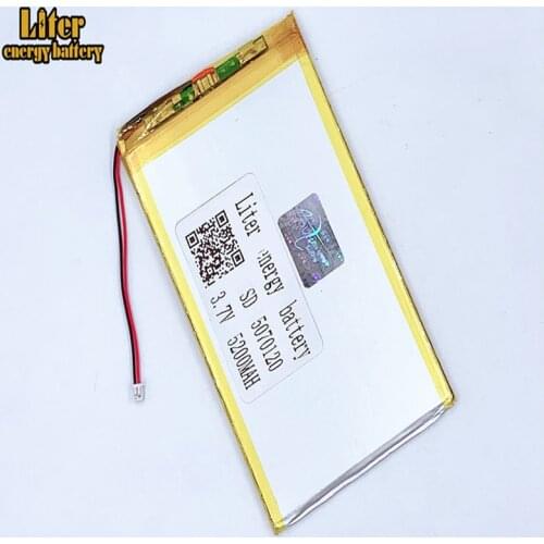 1.25MM 2pin connector 5070120 3.7V 5200mah Wholesale ultra thin lipo batteries rechargeable lithium ion polymer