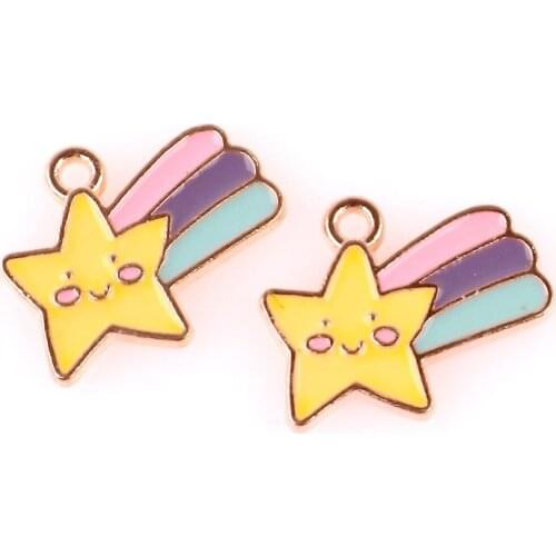 10pcs/lot Star Cartoon Rainbow Pendant Jewelry Finding Making For DIY Earring Necklace Charms 23621