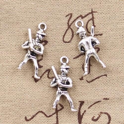 10pcs Charms Baseball Player Sporter 25x12mm Antique Making Pendant fit,Vintage Tibetan Silver color,DIY Handmade Jewelry