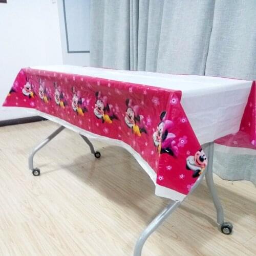 108cm*180cm Minnie Mouse Baby Shower Tablecloth Cartoon Theme birthday party decoration Event Supplies Disposable Tablecloth set