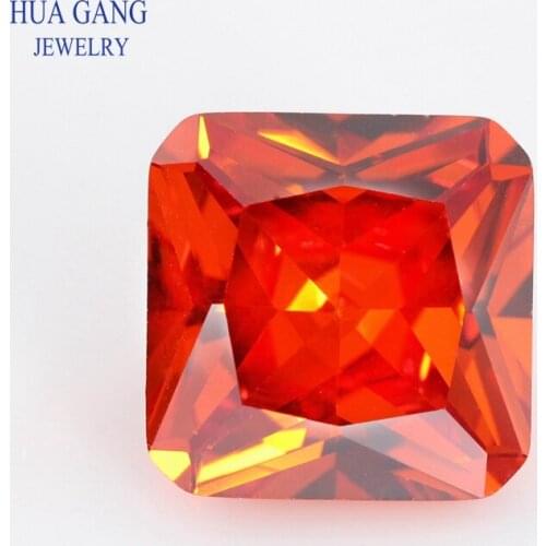 3x3~20x20mm 5A Color Orange Square Octangle Shape Princess Cut CZ Stone Synthetic Gems Cubic Zirconia