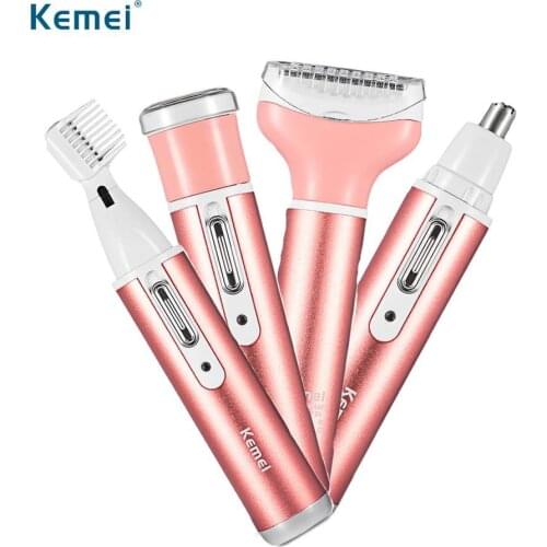 Rechargeable 4 In 1 Women Hair Removal Shaver Device Epilator Female Shaving Machine Eyebrow Nose Electric Trimmer Razor