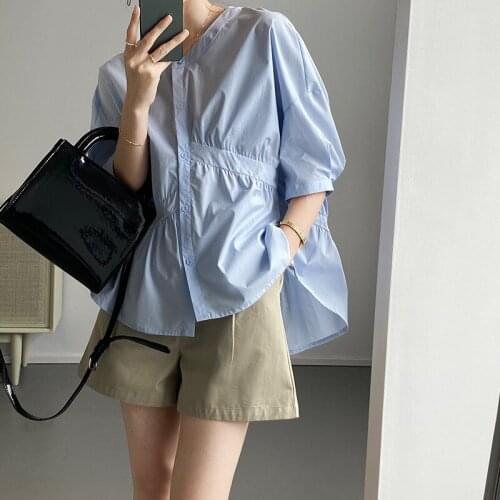 AXIUii NADRiDA Light Blue Blouses