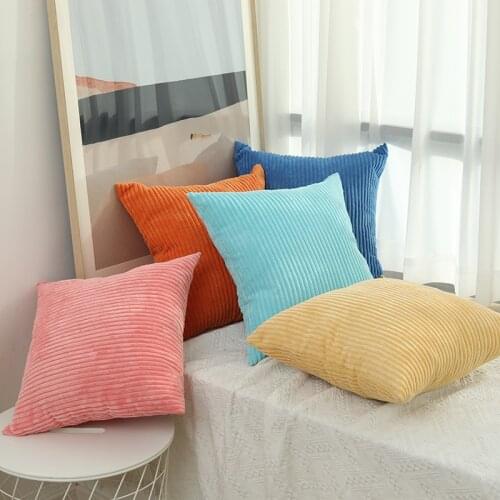Free Shipping 45*45cm Corduroy Corncob Stripe Solid Multi Color Cushion Cover (NO CORE) XAad-20170508-1