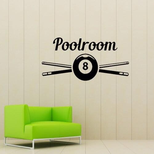 Billiard Interior Decor For Play Room Poolroom Room Art Stickers Mural Vinyl Wall Decal ov429