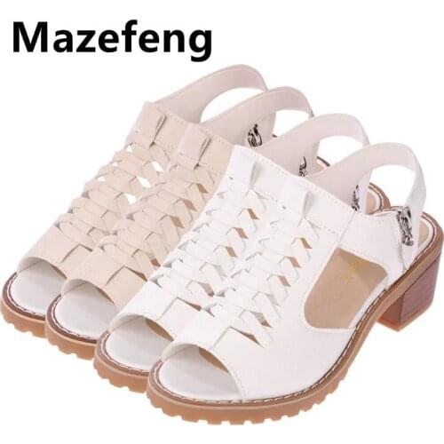 Mazefeng Woman Summer Vintage Wedge Sandals Buckle Casual Sewing Women Shoes Female Ladies Platform Retro Sandalias Plus Size 43