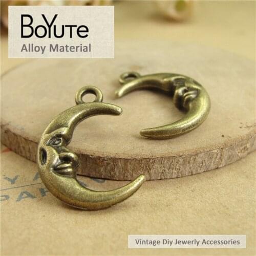BoYuTe (100 Pieces/Lot) 15*22MM Antique Bronze Plated Metal Moon Angel Charms Pendants for Necklace Bracelet Jewelry Making Diy