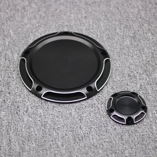 Black Deep Edge Cut Derby Cover & Timing Timer Cover CNC For Harley Touring Road King Softail Heritage Dyna Twin Cam 1999-2014