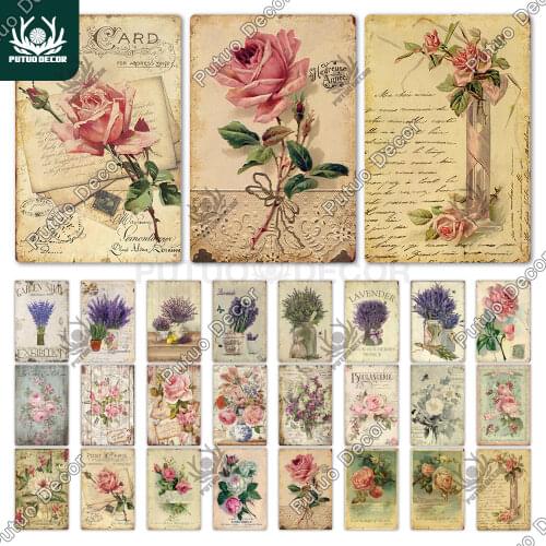 Flower Metal Poster Plaque Vintage Metal Sign Tin Sign Wall Decor for Barn Room Kitchen Garage Iron Painting