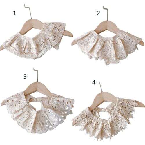 Korean Style Toddler Kids Lace Floral Bibs Cute Hollow Out False Collar Children Clothes Accessiory Pure Color Baby Girls