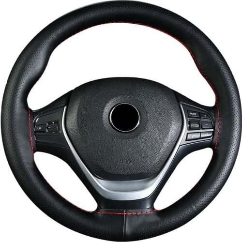 DIY Car Steering Wheel Cover 38cm Genuine Leather Anti-slip Car Steering Wheel Covers Steering-Wheel Interior Accessories