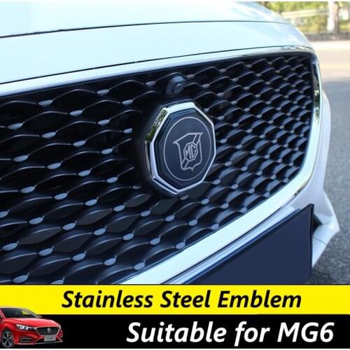 For 2017-2019 MG6 Front Grille Sticker Rear Trunk Badge Steering Wheel Decal Stainless Steel Emblem Car Exterior Accessories