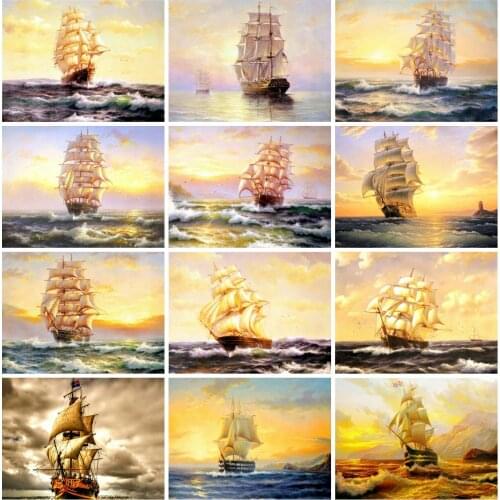 EverShine Diamond Painting Full Drill Square Ship Diamond Embroidery Landscape Cross Stitch Rhinestones ArtHobby Gift Wall Decor