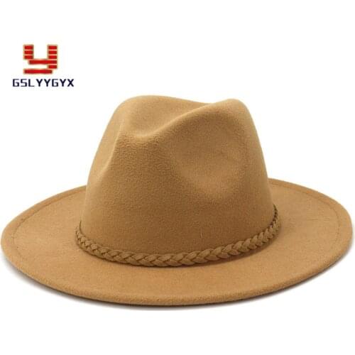 2020 Hot Sell Autumn Winter British Style Men Women Jazz Panama Woolen Fedora Hat with Wide Brim Hat and Caps