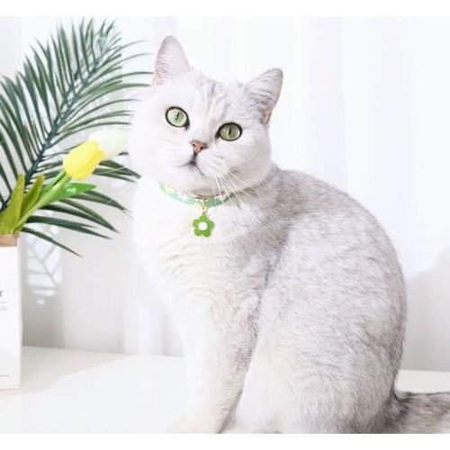 Japanese Style Adjustable Pet Collar Cat Dog Printed Neck Ring Cute Neck Strap with Small Flower Pendant Safety Pets Supplies
