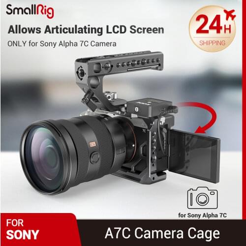 SmallRig DSLR Camera Cage for Sony A7C Housing Case Cold Shoe 1/4'' Arri Hole for Microphone LED Fill Light Extension 3081