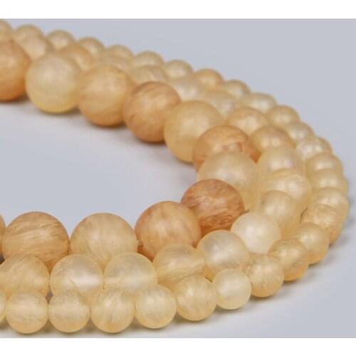 Round Natural Matte Frosted Citrines Watermelon Quartz Beads Loose 6 8 10 12 MM Bead Jewelry Making Bracelet Necklace Earring