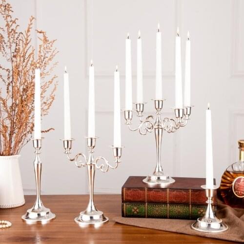 European style Metal Candle Holder 3&5-arms Silver/Gold Candlestick For Home Decor Candle Stand Wedding Candlestick Decoration