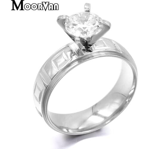 Moorvan exquisite womens crystal ring stainless steel new fashion best friend rings fascinating jewelry Aneis