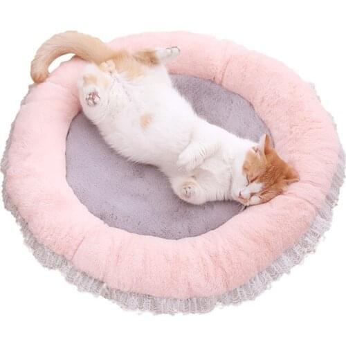 Soft Flannel Round Pet Cat Mat Bed for Dog Winter Thicken Warm Cat Dog Blanket Puppy Sleeping Cushion for Small Medium Dogs