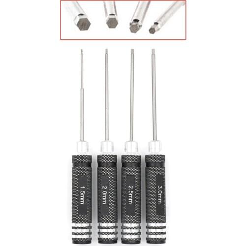High Grade 4 Pcs Hex Screwdriver Screw Driver Tool Kit Set for RC Car Aircraft Other Toys White Steel/Titanium Plating