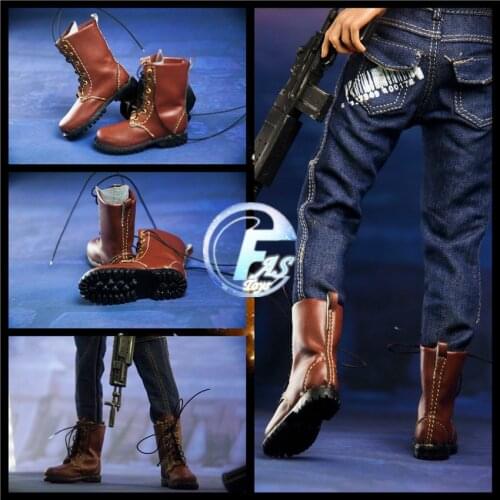 New 1/6 Male Action Figure Shoes Model Combat Boots FA-18-04 1/6 Soldier Figure Military Boots Solid Inside Figure Accessory