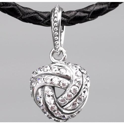 Original Sparkling Love Knot With Crystal Pendant Beads Fit 925 Sterling Silver Bead Charm Bracelet Bangle DIY Jewelry