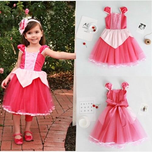 Girls Dresses Aurora Dress Girl Cartoon Costume Children Christmas Clothing Kids Halloween Cosplay Beauty Princess Dress Vestido