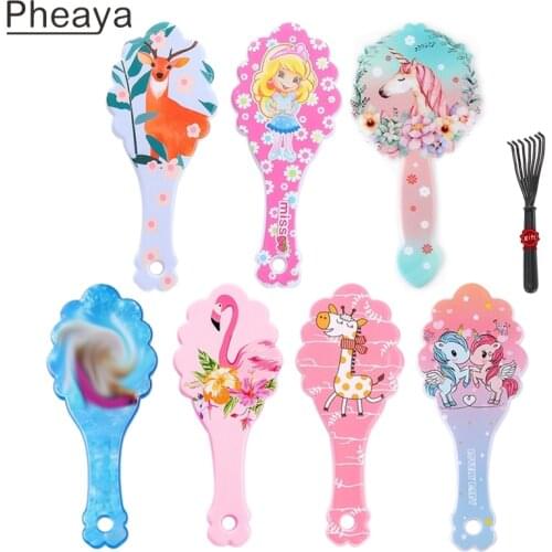 Pheaya Baby Cartoon Print Comb Anti-static Princess Comb Reduce Hair Loss Multifunctional Styling Tool Massage Hair Brush