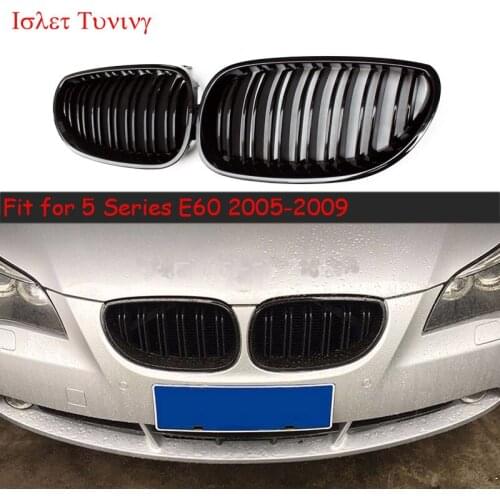 2-slat E60 Front Bumper Kidney Grille for BMW 5 Series E60 E61 Mesh Grill 2005 2006 2007 2008 2009 528i 528xi 530i