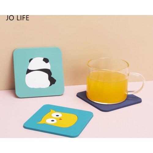 JO LIFE Cartoon Silicone Heat Insulation Coaster Kitchen Accessories Animal Pattern Non-slip Coffee Cup Mat