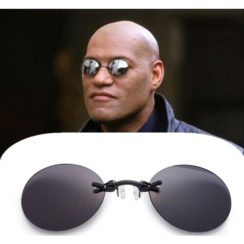 Fashion Clip On Nose Sunglasses Men Vintage Mini Round Sun Glasses Hacker Empire Matrix Rimless Sunglasses UV400
