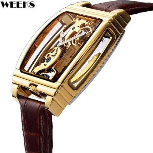 Turbullion Automatic Mechanical Watch for Men Luxury Gold Skeleton Transparent Dial Golden Case Wristwatch Selfwind Male Clock