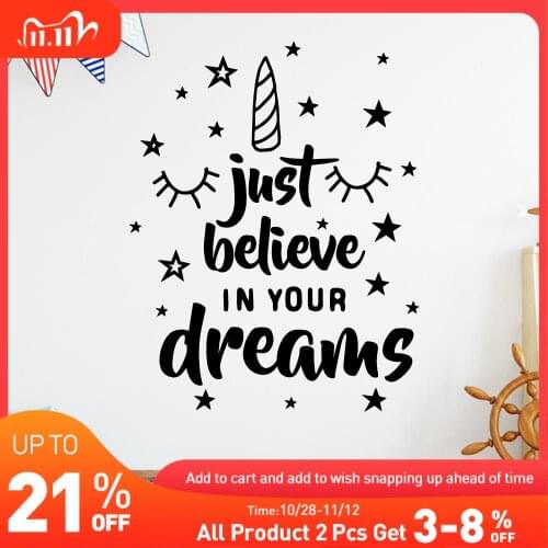Just Believe In Your Dreams Wall Sticker Vinyl Art Home Decor For Living Room Kids Room Art Decor Wallpaper Naklejki Na Sciane