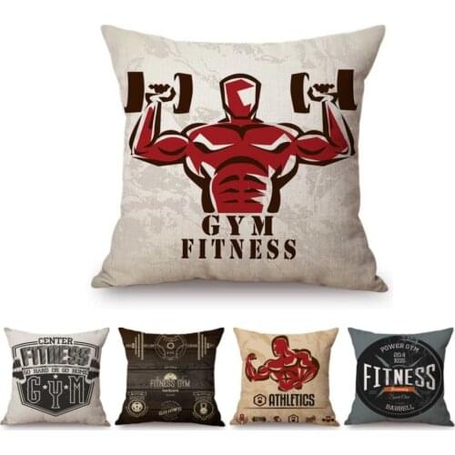 Vintage Gym Art Poster Letter Print Fitness Aesthetics Motivated Incentive Gym Center Decoration Throw Pillow Case Cushion Cover