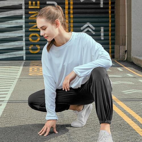 OhSunny Women Sweatpants High Waist Sport Running Gym Outdoor Anti-UV Stretch Loose Ladies Girls Drawstring Sunscreen Long Pants