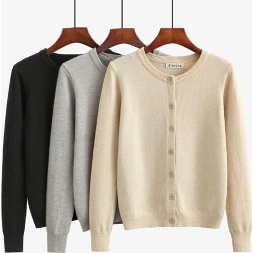 2021 New Knitted Cardigan Women Plus Size Casual Slim Solid Color Single-breasted O-Neck Long Sleeve Jumper Female Sweater Coat