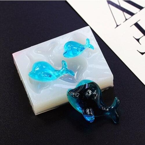 1=3pcs 3D Cute Dolphin Crystal Epoxy uv Resin Adhesive Cute Half Stereo Silicone Mould handmade tool epoxy resin molds