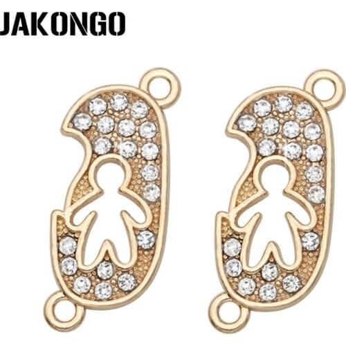 10pcs Gold Color Crystal Mother Baby Charm Connector for Jewelry Making Bracelet Accessories Findings DIY 27x11mm