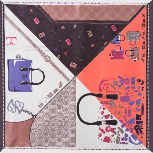 2020 70x70 Patchwork Bag Multipurpose women Silk twill scarf Satin square tie Hairband ladies foulard femme towel bufanda shawl