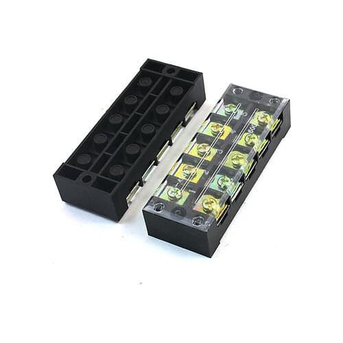 2pcs 600V 45A 5P Double Row Covered Barrier Screw Terminal Block Strip