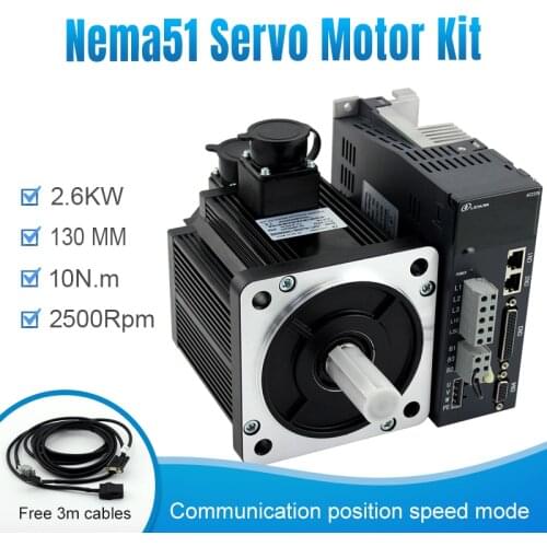 3 Phase/1Phase Nema51 130mm Frame 130ST-M10025 2.6KW 2500RPM 10N.M Ac With Cables Cnc Ac Servo Motor Kit