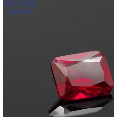 8# Red Stone Octangle Shape Princess Cut Synthetic Corundum Gems stone For jewelry Size 4x6~10x14mm Free Shipping