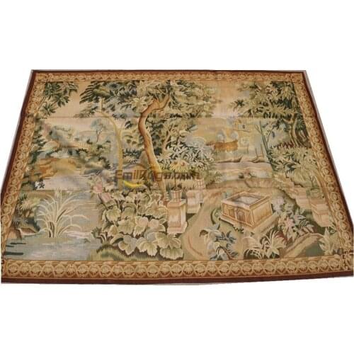Antique French Aubusson floor Brown Fashionable Circular Household Decoration Mat French Tapestry Halloween